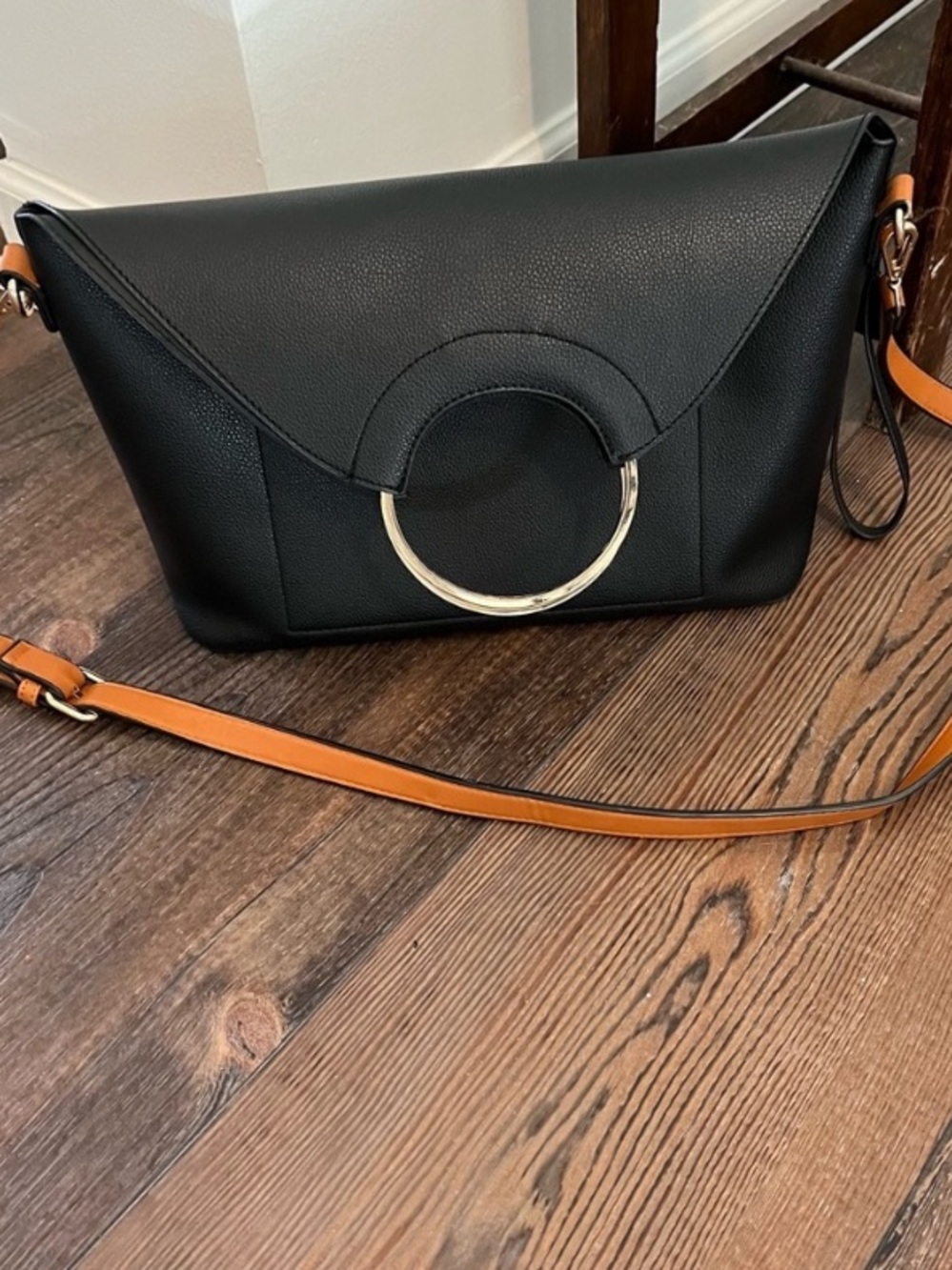 Black Foldover Crossbody Purse